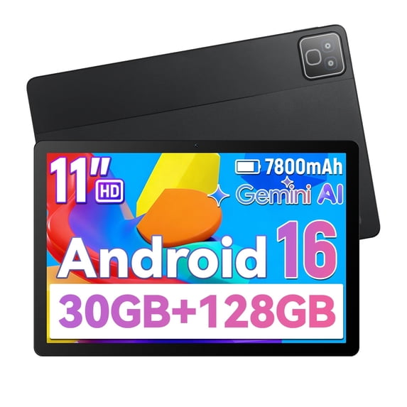 11 Inch Android 16 Tablet, 30GB RAM+128GB ROM, 2K FHD 2000x1200 IPS Display, Octa-Core Processor, 7800mAh Battery, Dual Band 5G WiFi Tablet with Widevine L1