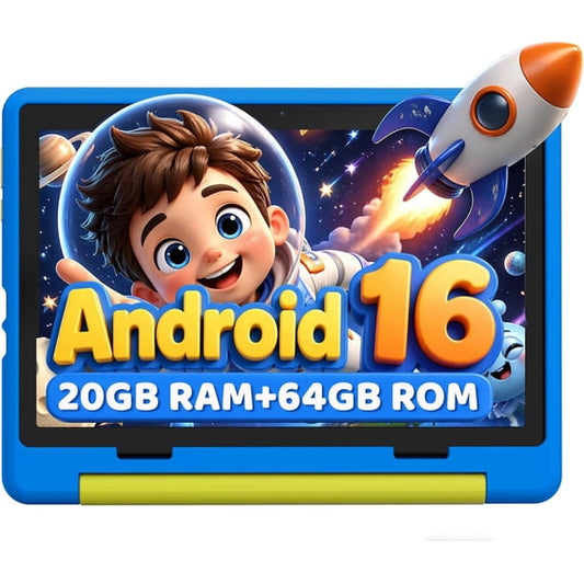 BESTSKI Kids Tablet 10-Inch Android 16 for Ages 3-12, 5-Core 20GB+64GB (1TB Expandable), Parental Control, Pre-Installed KIDOZ & Shockproof Case (Blue)